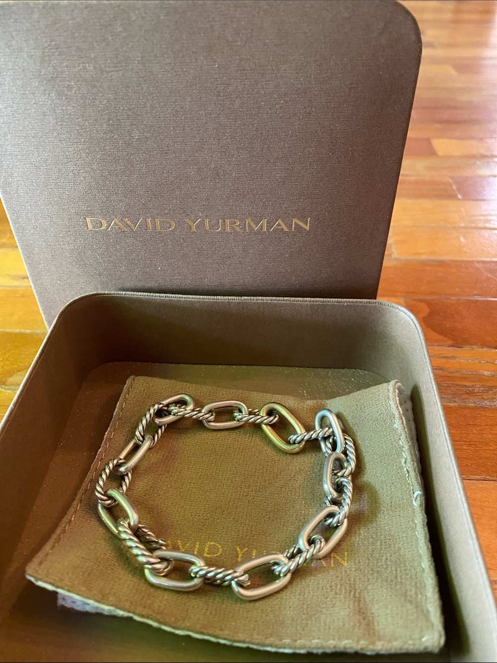 David Yurman Silver and Oxidized Silver Rope-Link Bracelet